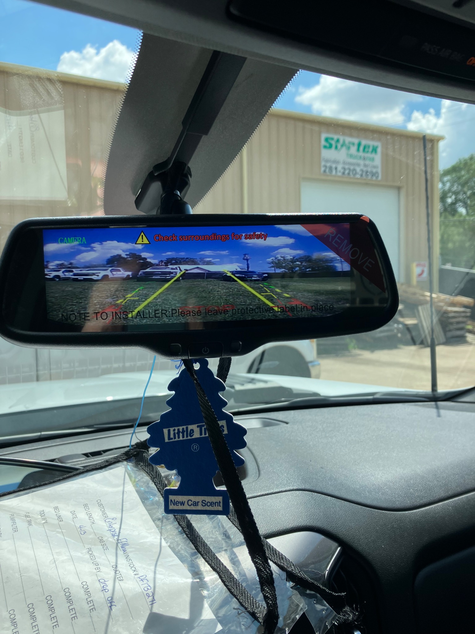 Backup camera mirror display installation