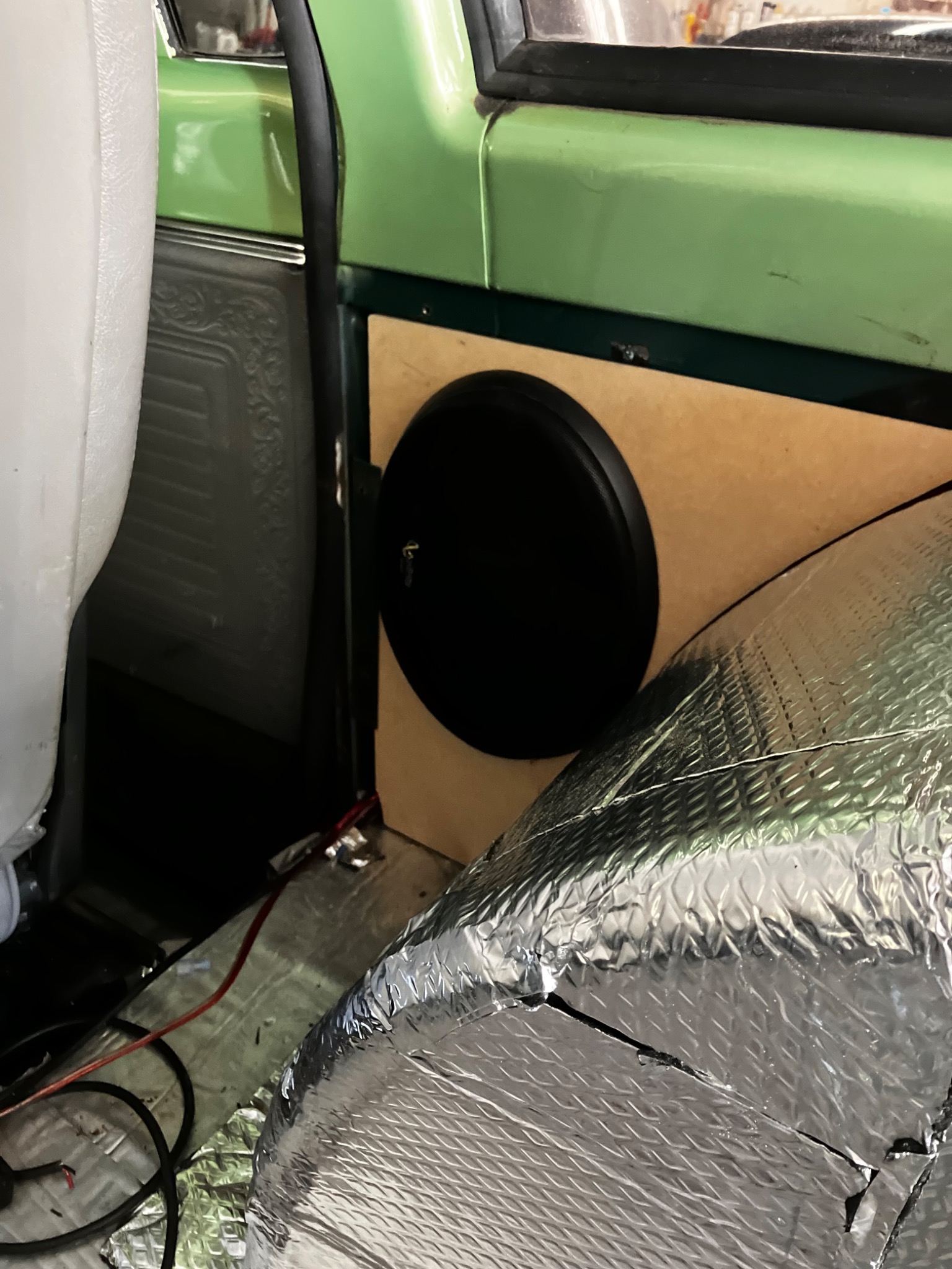 Custom speaker enclosure installation in classic truck