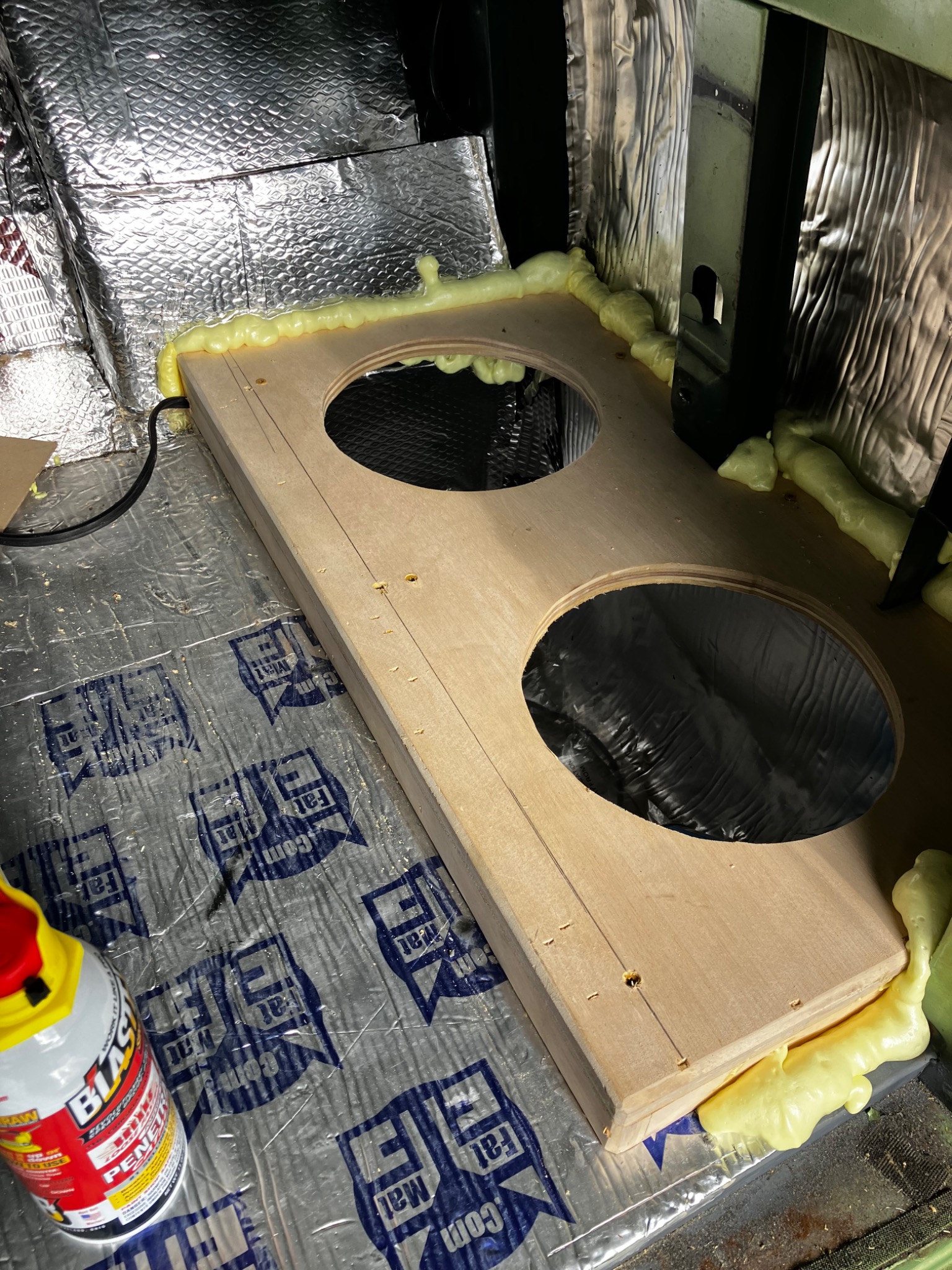 Custom subwoofer enclosure build with sound deadening